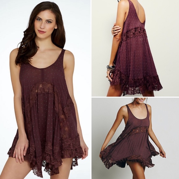 Free People Dresses & Skirts - Free People She Swings Slip Dress In Garnet Combo
